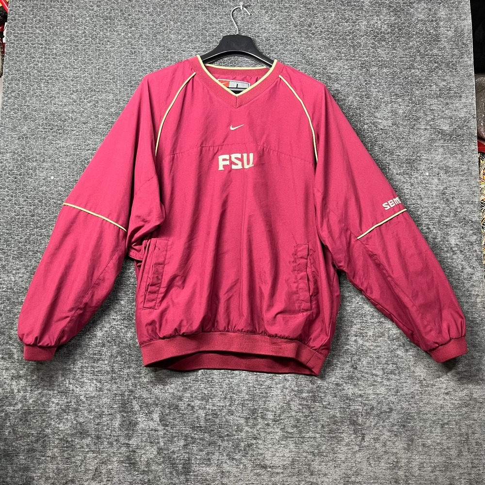 Vintage Nike Team FSU Florida State Seminoles V-Neck Windbreaker Jacket - Large